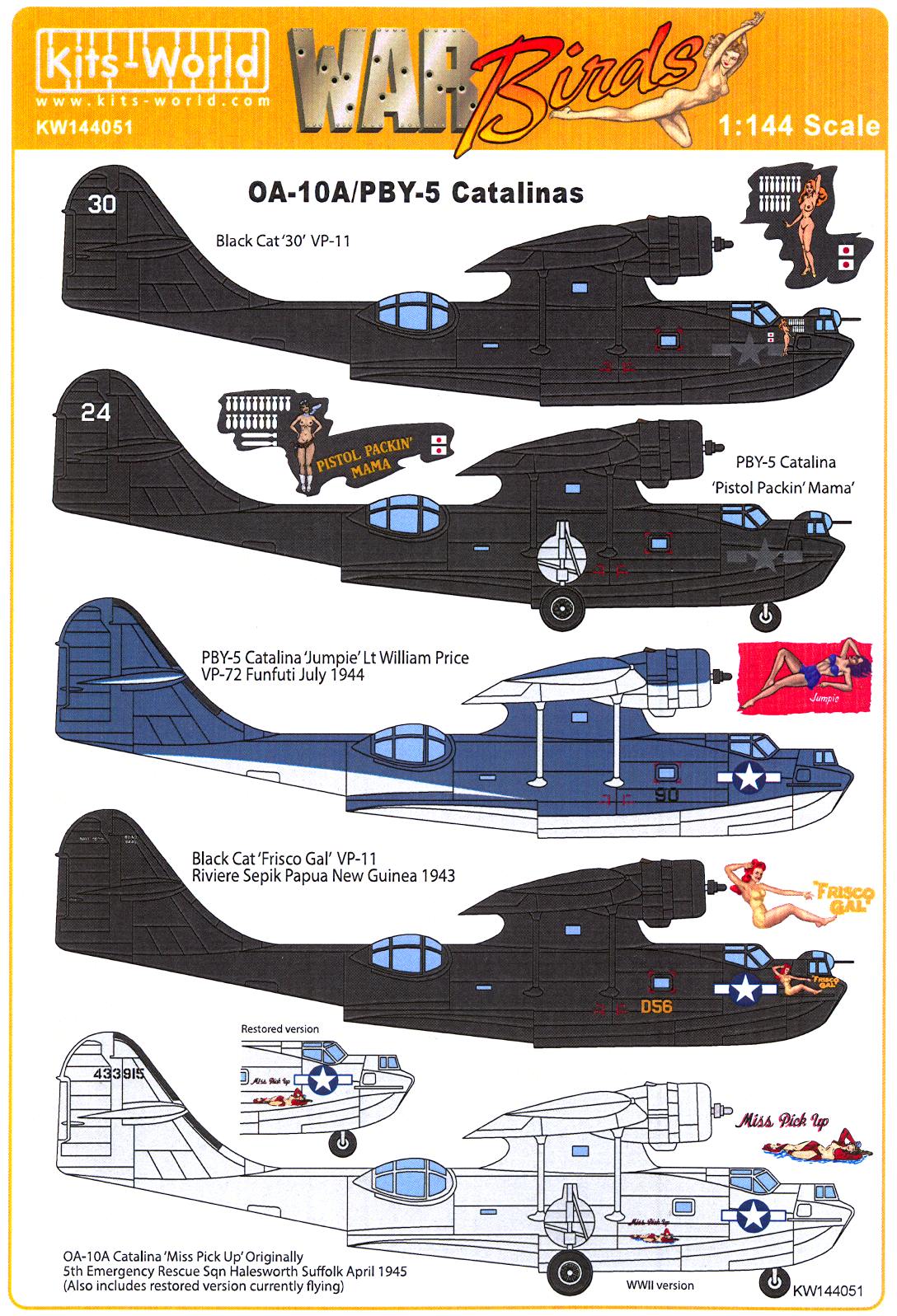 Military Kits World Decals 1/72 CONSOLIDATED PBY5 CATALINA Jumpie